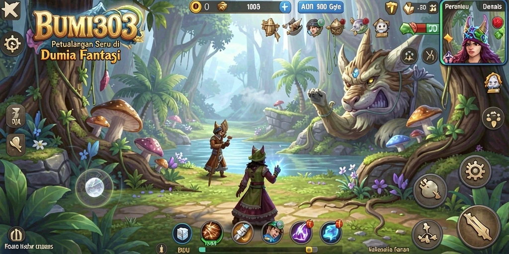 Gameplay BUMI303 menampilkan eksplorasi dunia yang indah dan penuh tantangan.