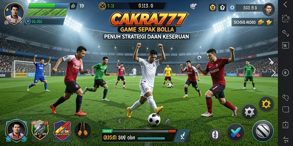 Tangkapan layar gameplay CAKRA777 menampilkan aksi seru permainan sepak bola.