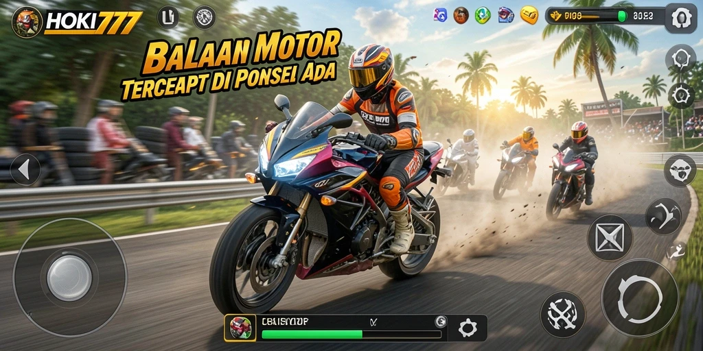 Gameplay HOKI777 menampilkan balapan motor yang seru dan menegangkan.