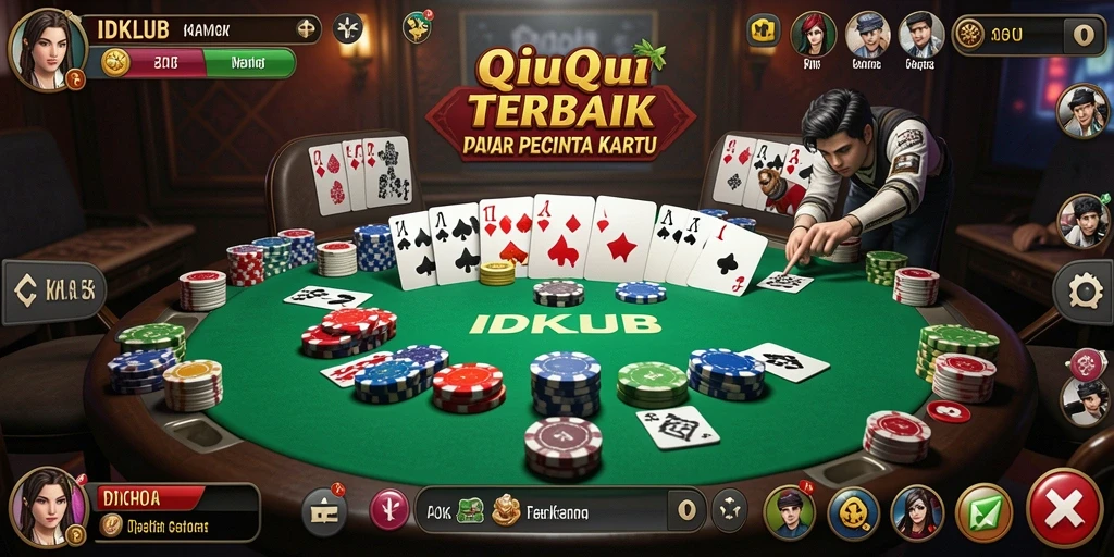 Tampilan menarik dari gameplay QiuQiu di IDKLUB.