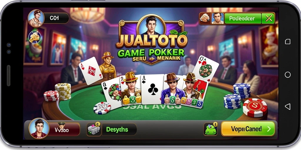 Tampilan gameplay Poker JUALTOTO yang mendebarkan dan interaktif.