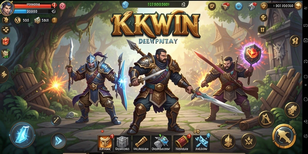 Screenshot gameplay KKWIN menunjukkan pertarungan seru dan karakter menakjubkan.