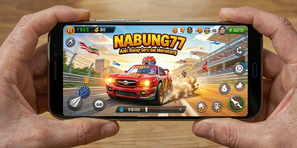 Gameplay NABUNG77 menampilkan balapan seru dengan grafis visual yang menakjubkan.