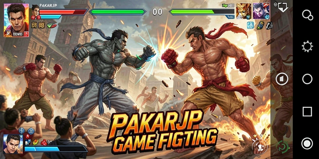 Screenshot gameplay PAKARJP menampilkan pertarungan seru dengan efek visual yang memukau.