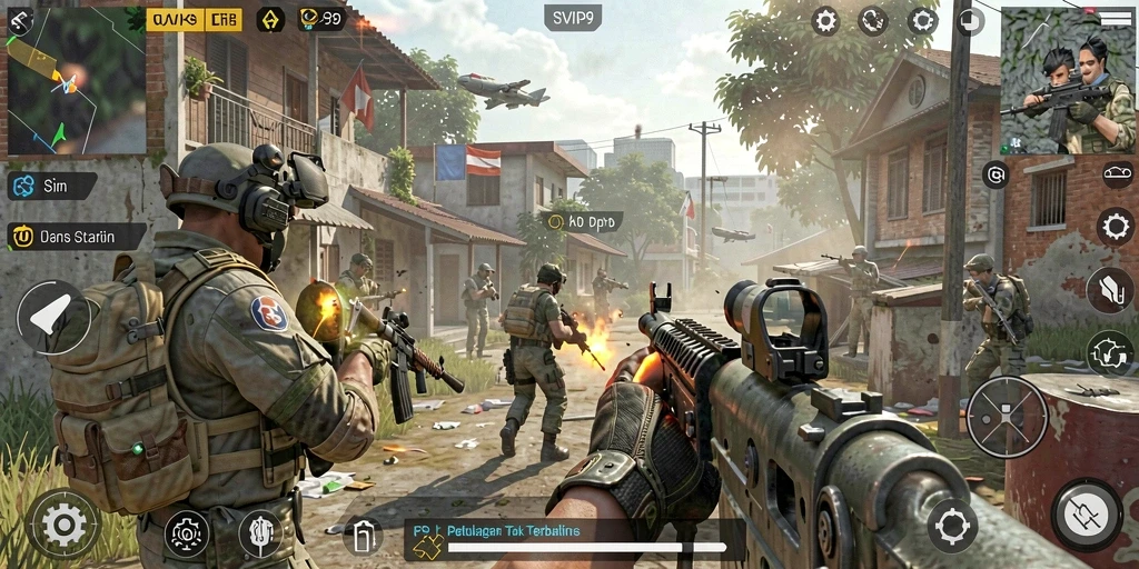 Tampilan gameplay mencengangkan dalam SVIP9, aksi tembak-menembak intens.