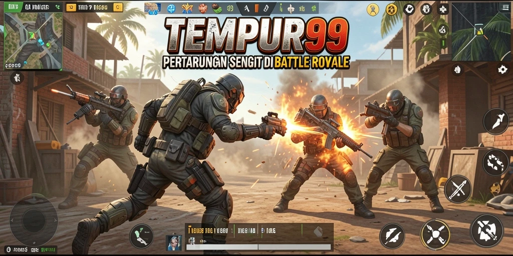 Tangkapan layar dari gameplay seru TEMPUR99 dalam pertarungan Battle Royale.